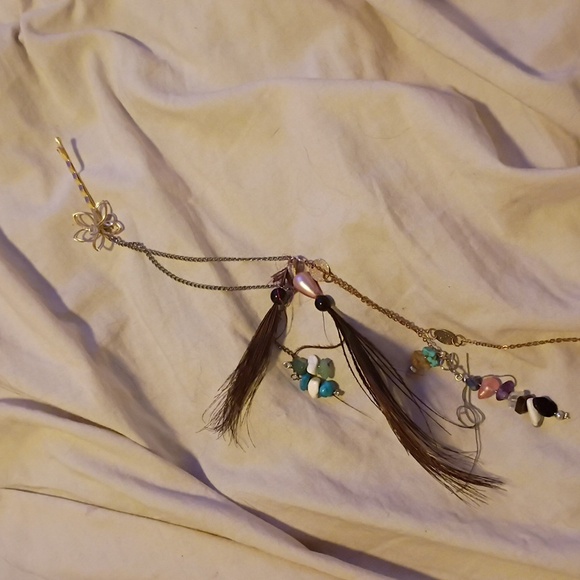 Long Beaded Feather Hair Charm Handmade - Picture 8 of 10